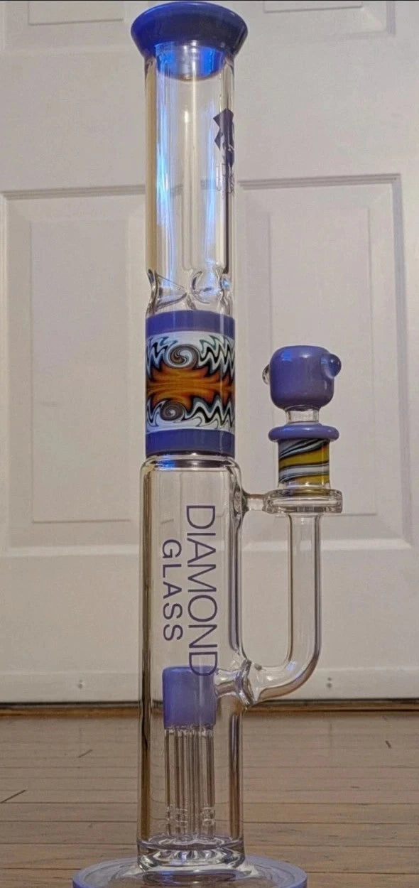 HUGE HEAVY DUTY 18" Diamond Glass Pillar Tree Perc Bong - Blue