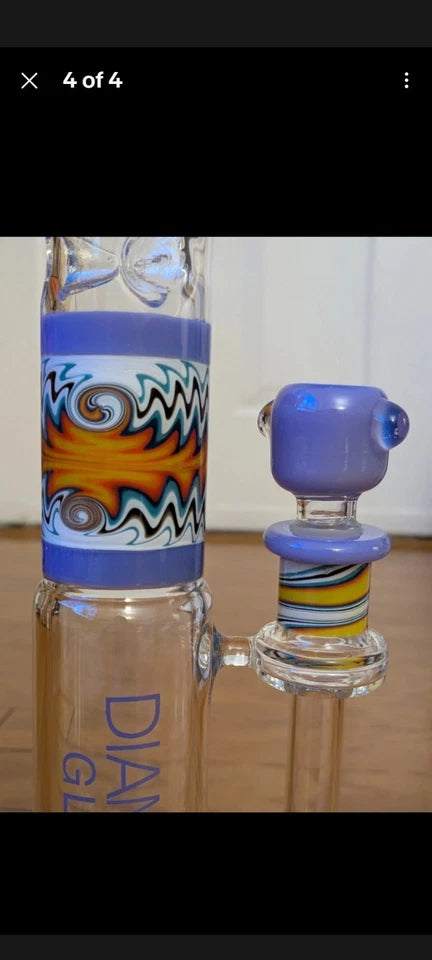 HUGE HEAVY DUTY 18" Diamond Glass Pillar Tree Perc Bong - Blue