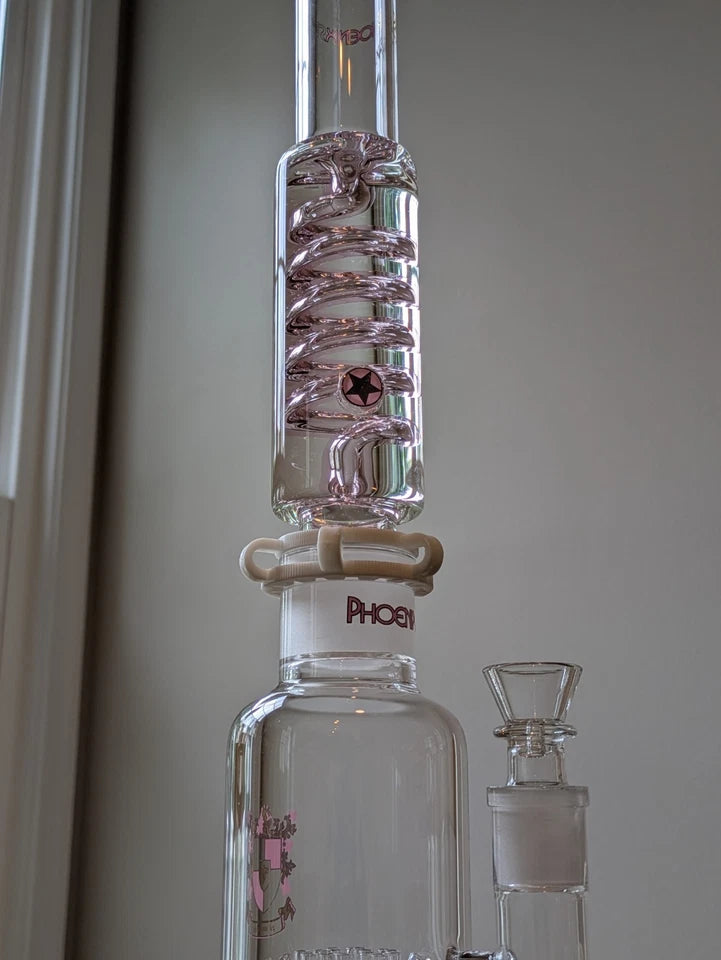 MASSIVE 20.5" Freezable Glycerin Gridded Inline Sprinkler Head Coil Perc Bong