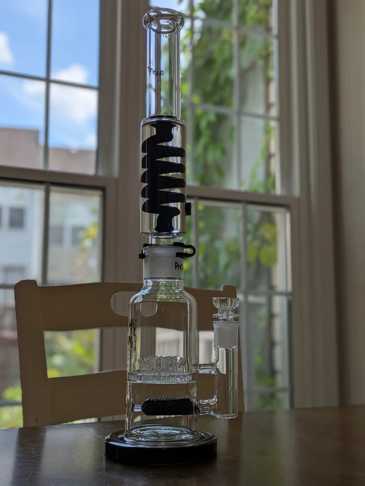 MASSIVE 20.5" Freezable Glycerin Gridded Inline Sprinkler Head Coil Perc Bong