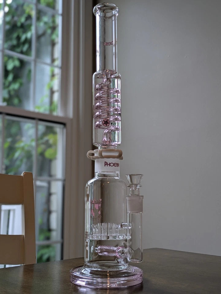 MASSIVE 20.5" Freezable Glycerin Gridded Inline Sprinkler Head Coil Perc Bong