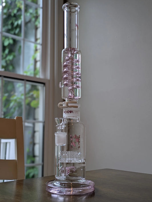 MASSIVE 20.5" Freezable Glycerin Gridded Inline Sprinkler Head Coil Perc Bong