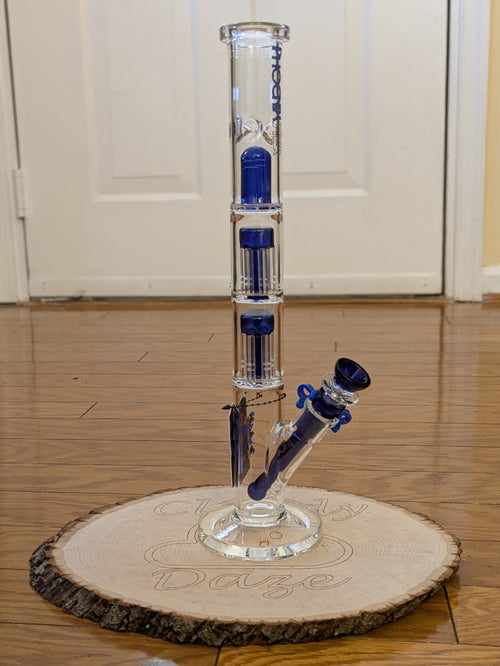 14" Double Tree Perc Glass Bong - Blue 14mm