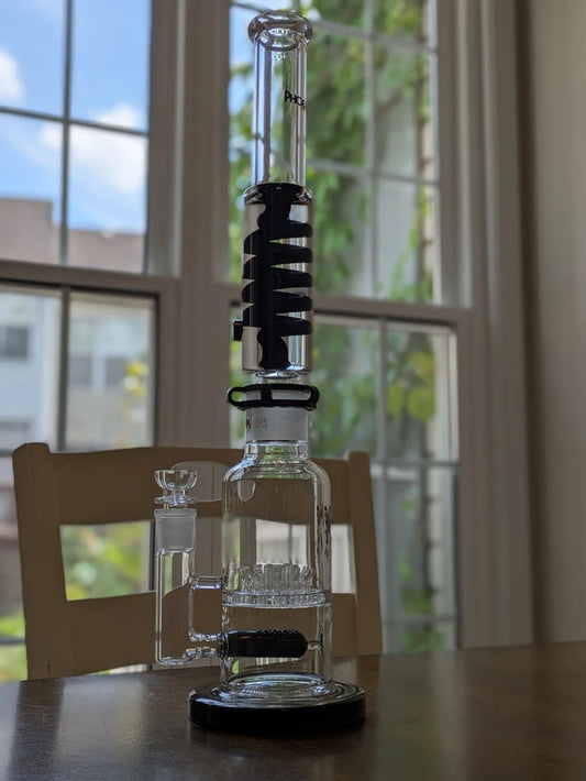MASSIVE 20.5" Freezable Glycerin Gridded Inline Sprinkler Head Coil Perc Bong